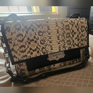 Michael Kors Men's Snake Print Messenger Bag - Black and Cream